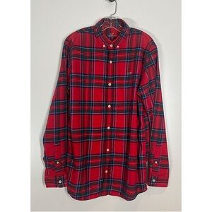 Boys’ Vineyard Vines Red Plaid Flannel Button down Shirt Size XL (18)